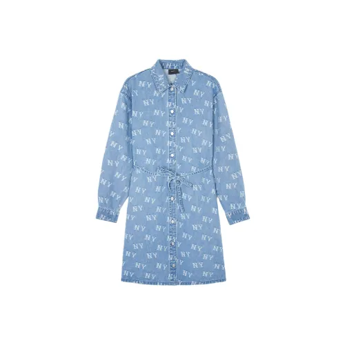 Mlb Base Logo Длинное платье с длинными рукавами женское синее