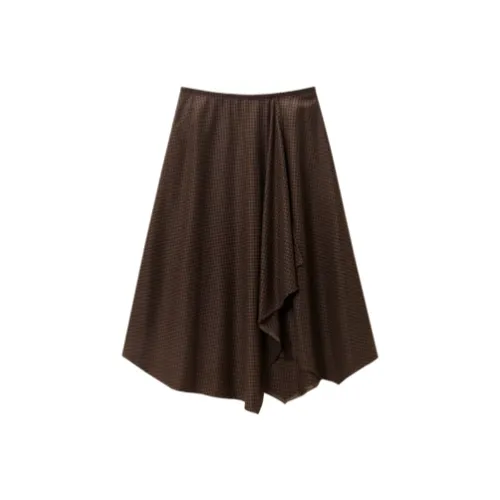 OVV Темно-кофейный Клетчатый A8 Женские Повседневные Короткие Юбки