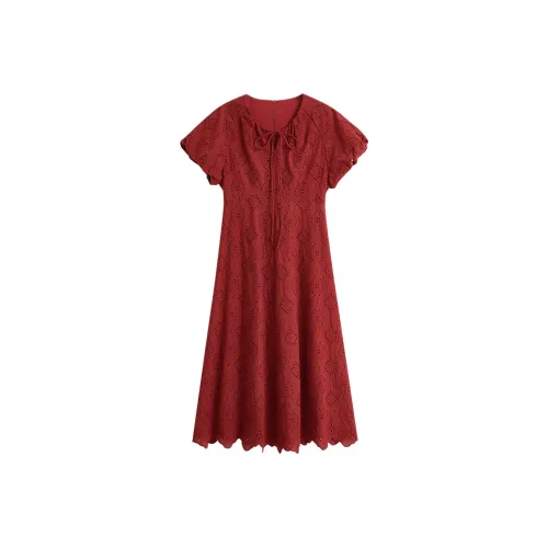 Inman Короткий рукав Платье Женское Вермильон