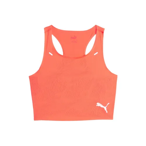 PUMA Ultraspun Бег CROP TANK TOP Женские Спортивные Жилеты Женские Глянцевое покрытие Оранжевый