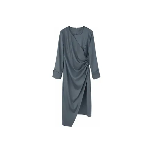 NINE WEST Длинное платье с длинными рукавами цвет женский серебряный серый