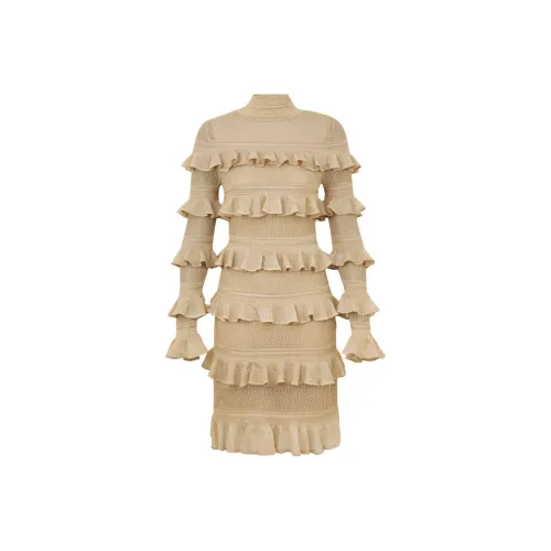 Zimmermann SS25 Длинное Платье с Длинными Рукавами Женское Коричневое