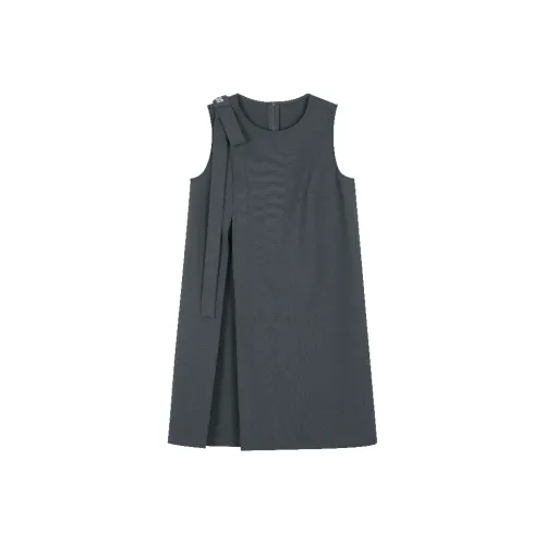 Mo Han Yi Mei Без рукавов Платье Женское Ультраматовый Серый
