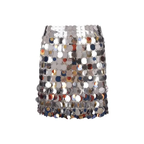 Paco Rabanne Серебряные Женские Повседневные Короткие Юбки
