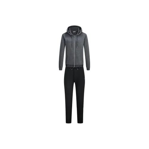 EMPORIO ARMANI EA7 Набор одежды Серый Повседневный Пальто + Черные Спортивные брюки Женские Повседневные костюмы
