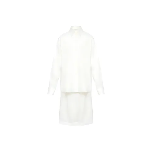 MM6 MAISON MARGIELA SS25 Длинное Платье с Длинными Рукавами Женское Белое