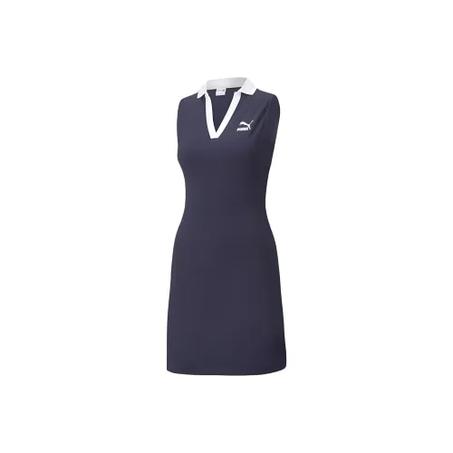 PUMA Sleeveless Dress Women's Blue PUMA Сливано-рукавное платье женское синее