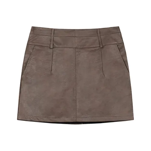 PZGE Повседневные короткие юбки женские коричневый
