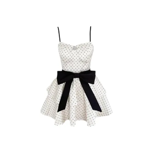 ABBY GODDESS Slip Платье Женское Белое Гороховый Узор