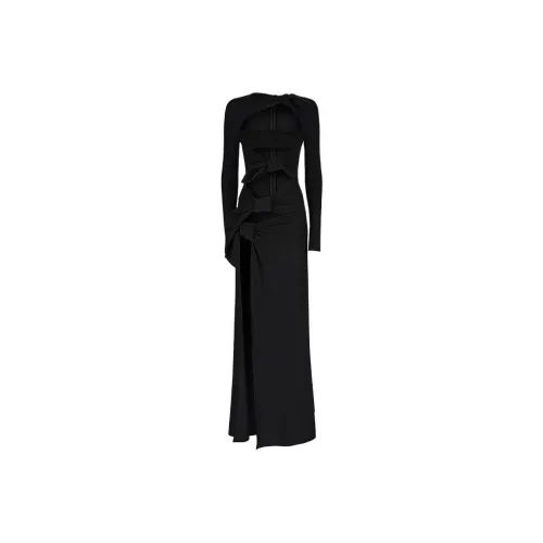 The Attico Длинное платье с длинными рукавами женское черное