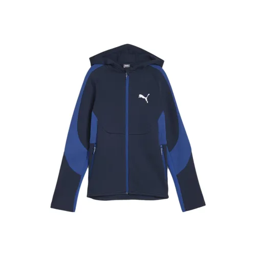PUMA Ветровка с капюшоном EVOSTRIPE для детей и подростков синяя детская