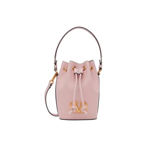 Valentino Vlogo Signature Напп-Кожа Ведрообразная Сумка Сумка через плечо Мини Сумка Женская Нюдово-Розовая