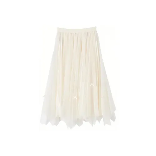 XIANGYING Повседневная длинная юбка женская бежевая