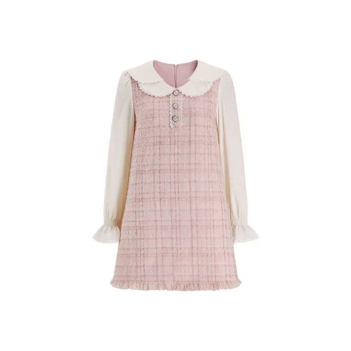 POPO.INFO Длинное платье с длинными рукавами женское персиково-розовое