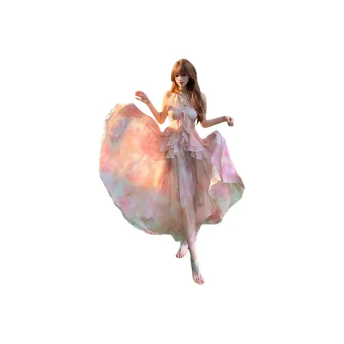 Flowers In Water Slip Платье Женское Масляная живопись Фея