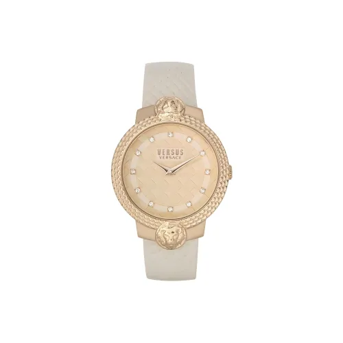 VERSUS Наручные часы Кварцевый механизм Кожаный ремешок 38 мм Бежевый циферблат Женские часы