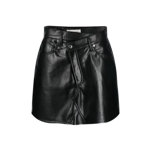 AGOLDE Черные Женские Кожаные Короткие Юбки