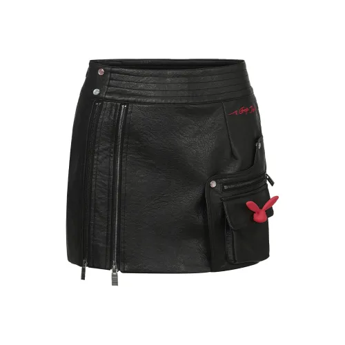 1 TROP FORT Кожаные короткие юбки Женские Черный