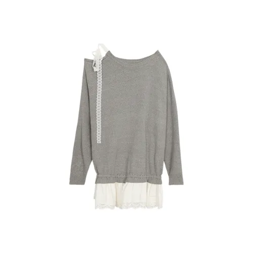 SCCREBEL OFFICIAL Длинное платье с длинными рукавами женское серого цвета