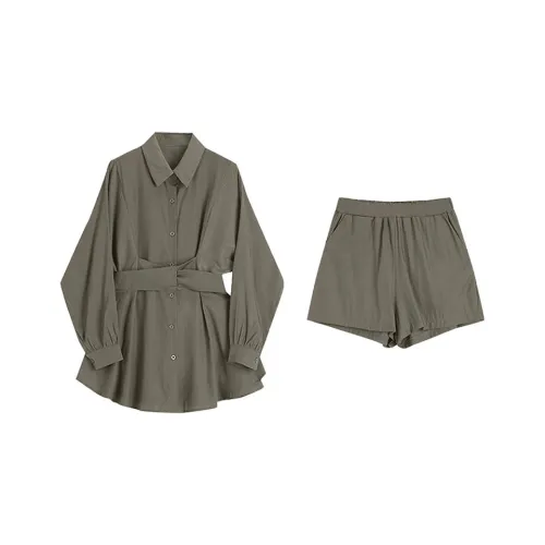 MO VOICE Повседневный костюм женский армейский зеленый