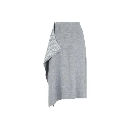 FENDI FW23 Повседневный Длинный Юбка Женские Светло-Серый