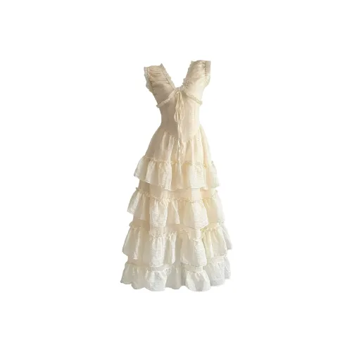 CHARM GLOW Без рукавов Платье Женское Абрикосовое