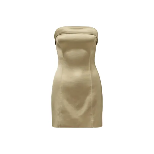 ARITZIA Ten Мелкие блестки Сатин Tube Платье Без рукавов Платье Женские Прутья ивы Коричневый Прутья ивы Коричневый