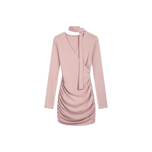 ABBY GODDESS Длинное платье с длинными рукавами женское розовое