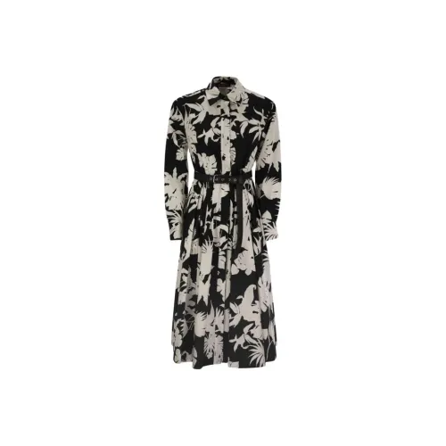 MaxMara SS25 Длинное Платье с Длинными Рукавами Женское Многоцветное