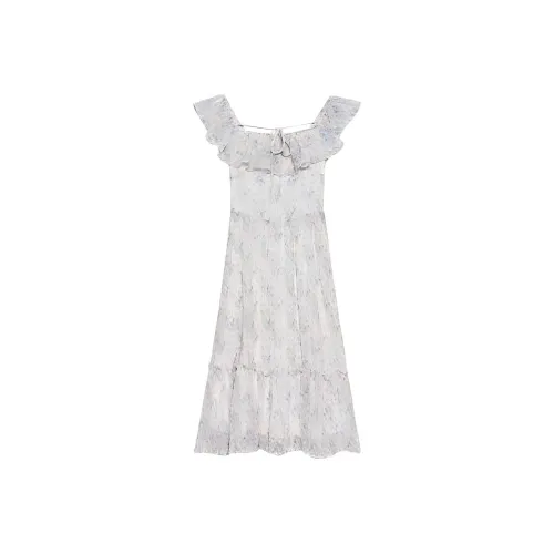 DOSOHEB Без рукавов Платье Женское Светло-фиолетовое Цветочное