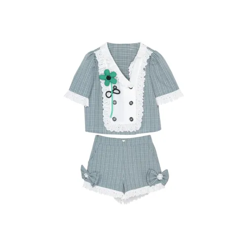 LCEVHZ'S Повседневный костюм женский синий зеленый