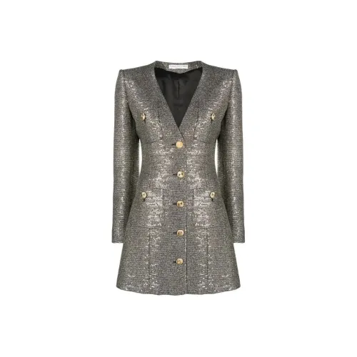 Alessandra Rich Длинное платье с длинными рукавами цвет женский серебряный