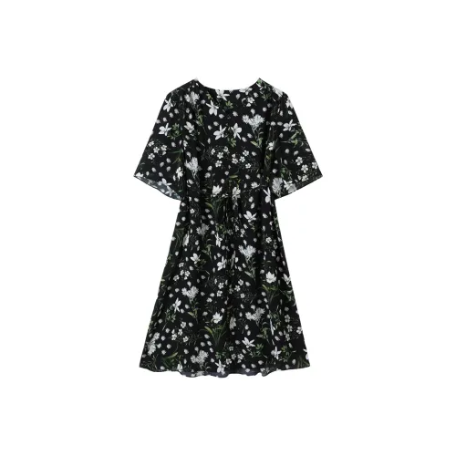 H YXIANG Короткое платье с короткими рукавами для женщин Amidst The Flowers