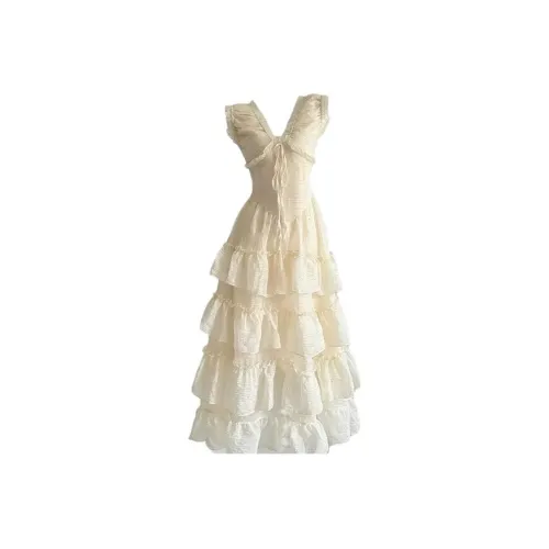 MISTVB Без рукавов Платье Женское Светло-желтое