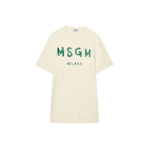 MSGM Короткий рукав Платье Женское Светлый Бежевый