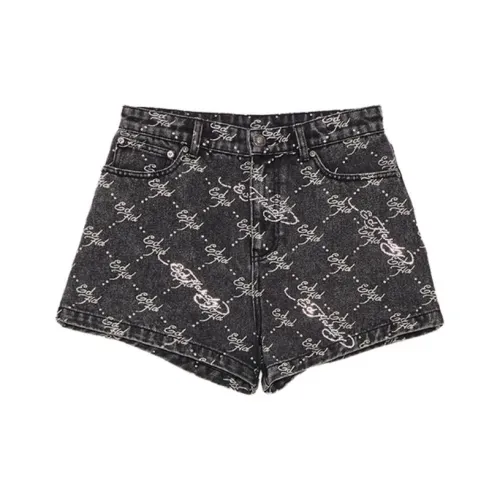 Ed Hardy Черные Женские Джинсовые Шорты