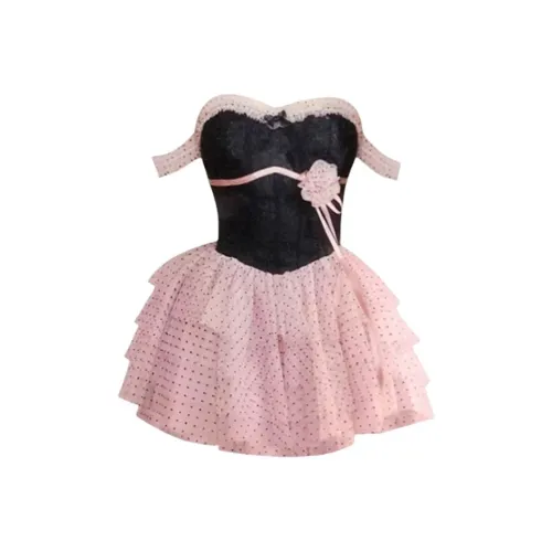 VKXOW Без рукавов Платье Женское Черное Розовое