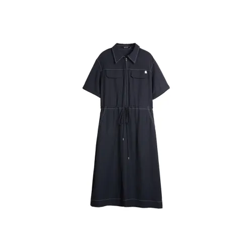 ELLE Короткий рукав Платье Женское Темно-синий