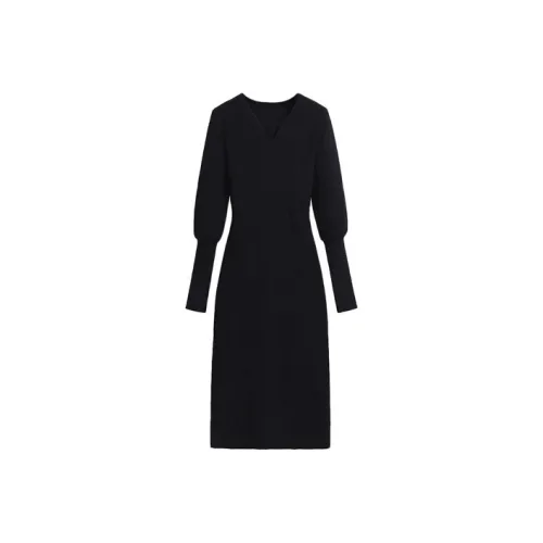 Silky Queen Длинное платье с длинными рукавами женское черное