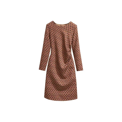 Silky Queen Длинное платье с длинными рукавами женское карамельного цвета