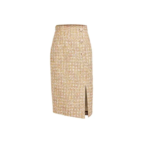 BADINA Повседневный Длинный Юбка Женские Золото