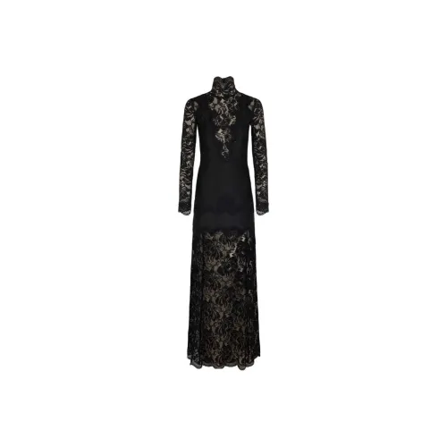 Paco Rabanne Длинное платье с длинными рукавами женское черное