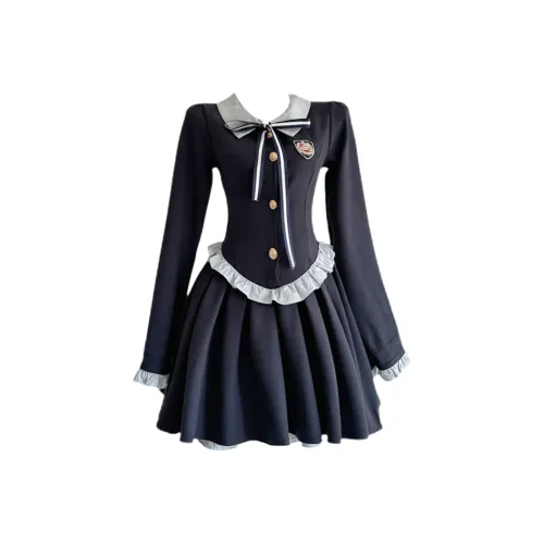 Incolore Длинное платье с длинными рукавами женское темно-синий