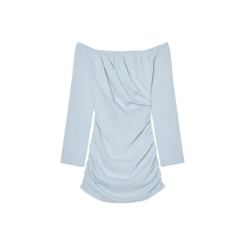 ZARA Длинное платье с длинными рукавами женское светло-синее