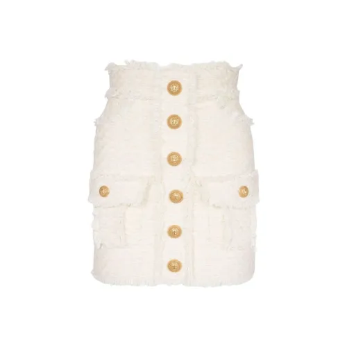 BALMAIN Бежевые Женские Повседневные Короткие Юбки