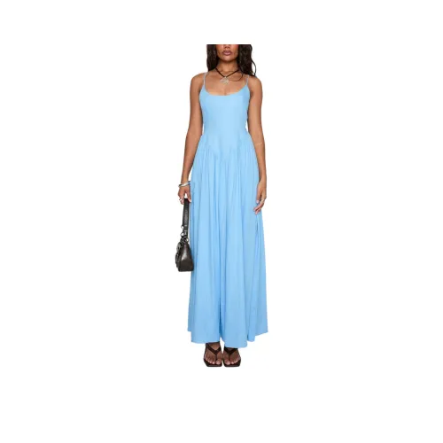 PRINCESS POLLY Palisades Галстук UP Maxi Dress Slip Платье Женские BLUE Синий