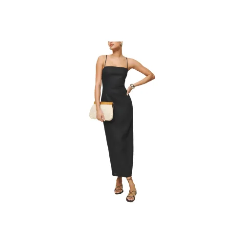 REFORMATION Petites Frankie Linen Dress Slip Dress Women's Black