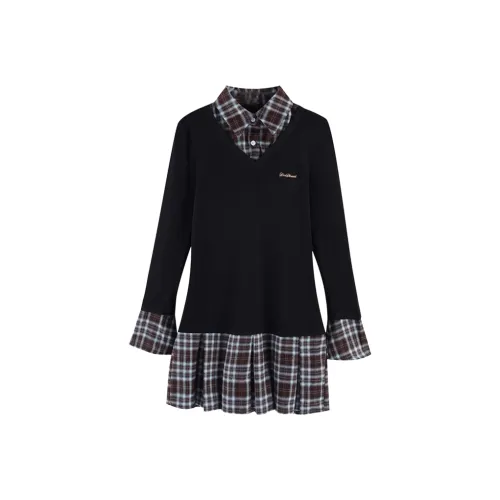 Incolore Длинное платье с длинными рукавами женское черное