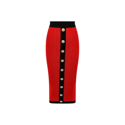 BALMAIN Красный Женские Повседневные Длинные Юбки