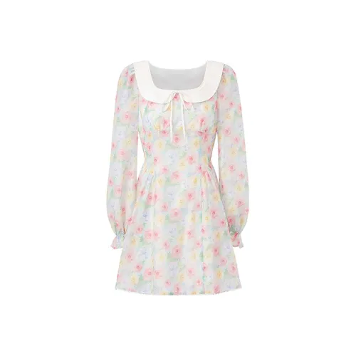 LEDIN Длинное платье с длинным рукавом женское зеленое